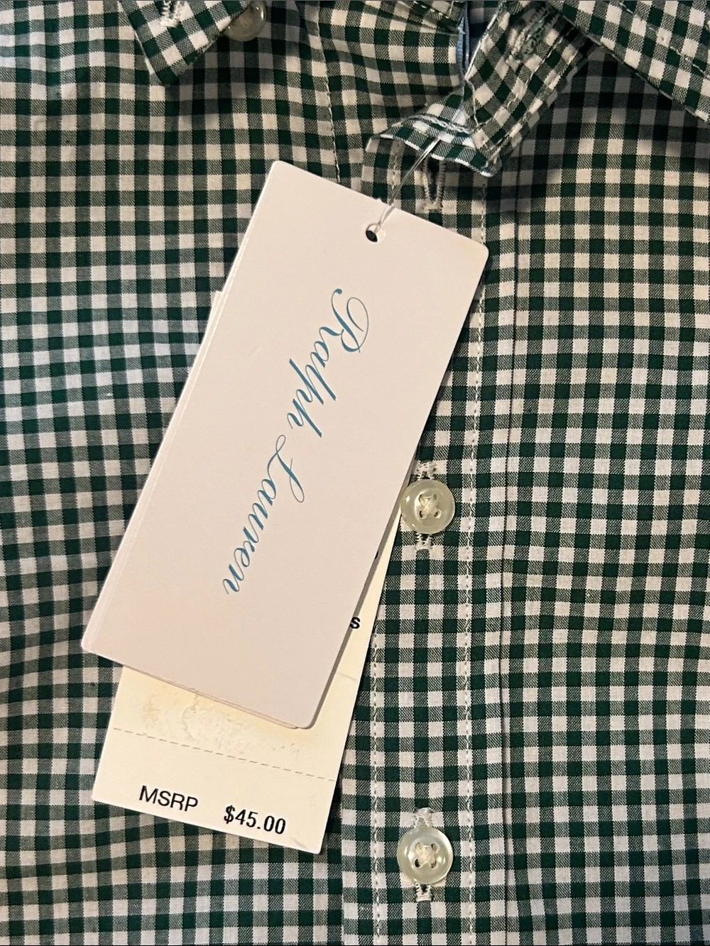 Polo by Ralph Lauren Green Gingham Button-Front Baby Bodysuit 50%OFF SEND OFFER